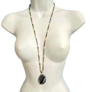 Glass Beads Pendant Long Necklace